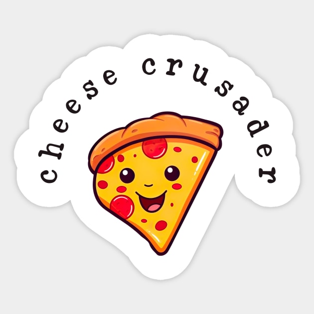 Cheese Crusader Cute Smiling Kawaii Pizza Funny Print Sticker by Beth Bryan Designs